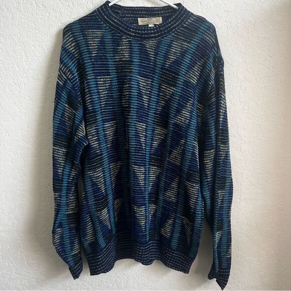 Pronto Uomo Vintage Acrylic Pullover Sweater Blue Men’s Size Large - Picture 5 of 7